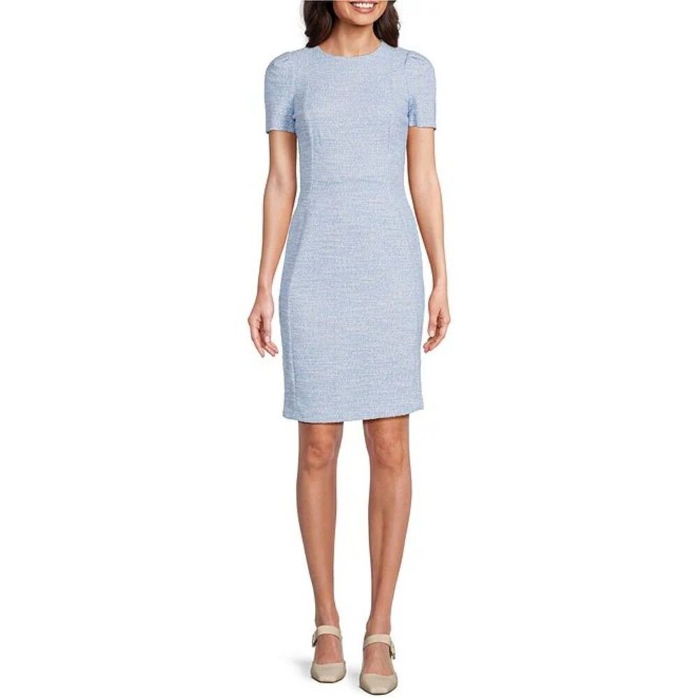 Calvin Klein Short Sleeve Crew Neck Tweed Sheath Dress | Size:8